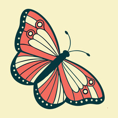 Colorful Butterfly Vector Illustration in Flat Style.