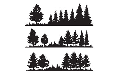 Fototapeta premium Set of pine tree silhouettes, perfect for design projects,