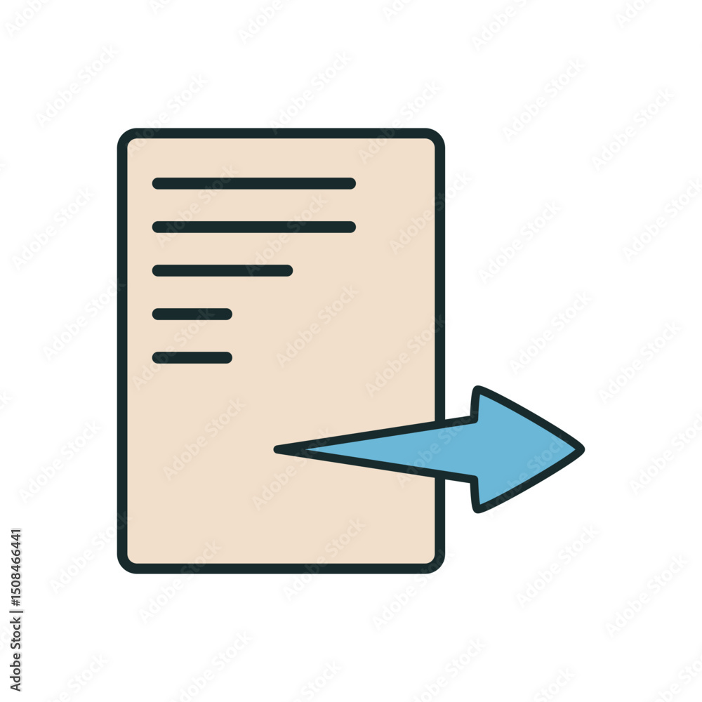 Poster file transfer symbol with minimal flat design and directional arrow