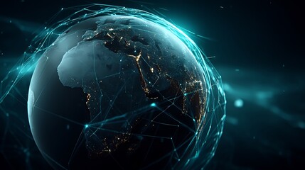 Obraz premium Global Network with Digital World, and Earth Connection.