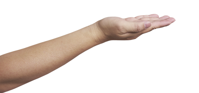 Open hand showing something with transparent background