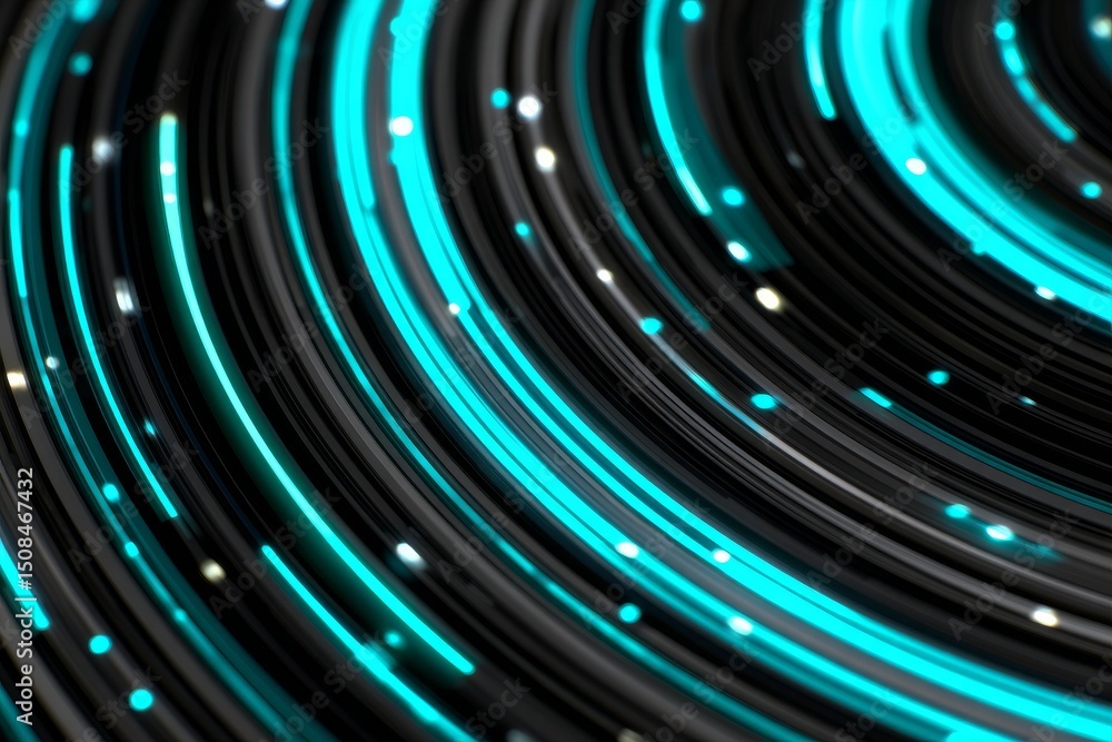 Poster blurred lines and a blue blur form the backdrop of abstract futuristic science
