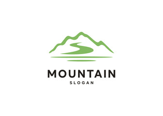 Lake River  Mountain Landscape Silhouette , outdoor adventure logo design