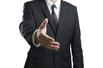 Businessman offering handshake on transparent background