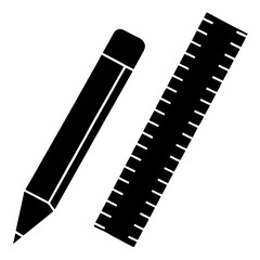 ruler and pencil on white background 