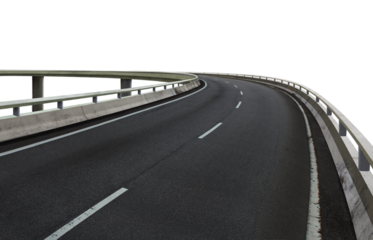 Empty highway ramp winding through transparent background