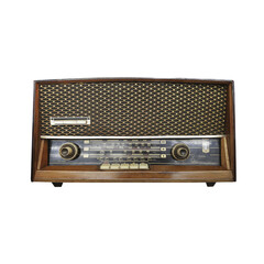 Vintage radio broadcasting nostalgia on transparent background