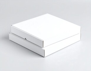 Two stacked white pizza boxes