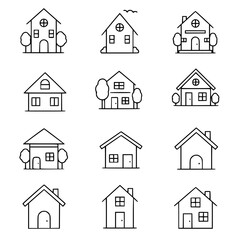 House line icons silhouette isolated on transparent background