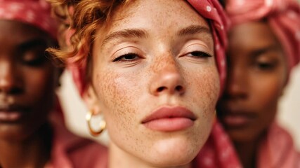 A powerful video portrait of women with their eyes closed, slowly opening them in unity and strength. Symbolizing awareness, resilience, and hope for breast cancer fighters and survivors 