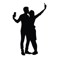A vector silhouette of a couple standing close together,