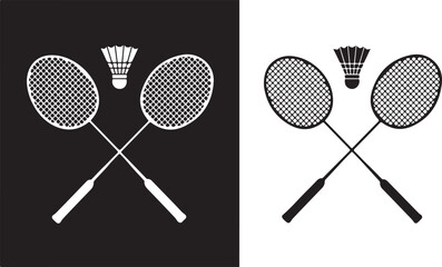 Badminton Racquets Shuttlecock Sport Equipment Game Icon Graphic Design.