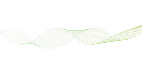 Abstract green lines on a white background. Modern technology wave design. Vector illustration.	
