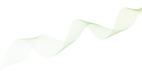 Abstract green lines on a white background. Modern technology wave design. Vector illustration.	