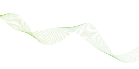 Abstract green lines on a white background. Modern technology wave design. Vector illustration.	
