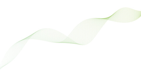 Abstract green lines on a white background. Modern technology wave design. Vector illustration.	