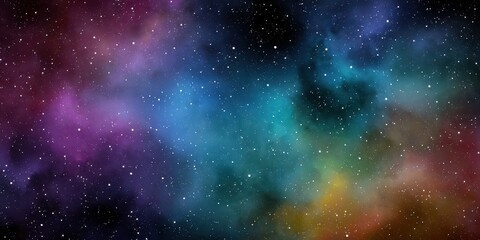 Obraz premium Colorful Space Cloud and Starfield Digital Art