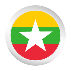 Obraz premium Flag of Myanmar. Circle flag icon logo. Round flag. Flag icon. Standard color. Digital illustration. Vector illustration. 