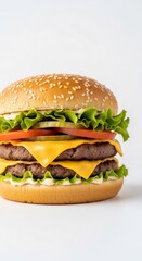 Juicy Double Cheeseburger A Tempting Close-Up of a Delicious Fast Food Classic