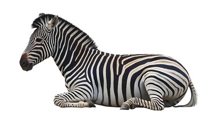 majestic zebra gently sitting on natural white background