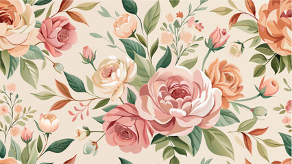 seamless pattern of watercolor flowers