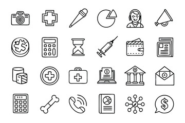 Set of Thin Line Icons – Business, Finance, Office, Banking, SEO, Travel, Medical & More