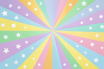 Background featuring a rainbow with rays and stars, showcasing a vibrant multicolor design with a radiant glow