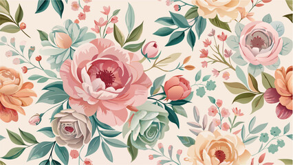 seamless pattern of watercolor flowers
