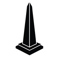 Tall obelisk monument simple black silhouette icon.
