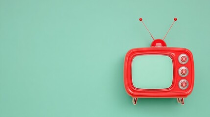 A vintage television with a red hue is set against a vibrant backdrop