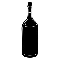 bottle of wine with cork on white background .svg