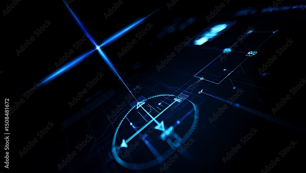 Poster abstract blue technology interface with digital data and futuristic design