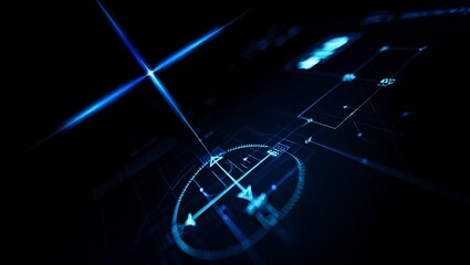 Abstract blue technology interface with digital data and futuristic design