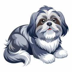 Shih Tzu Dog Clipart – Cartoon Puppy with Long Fur