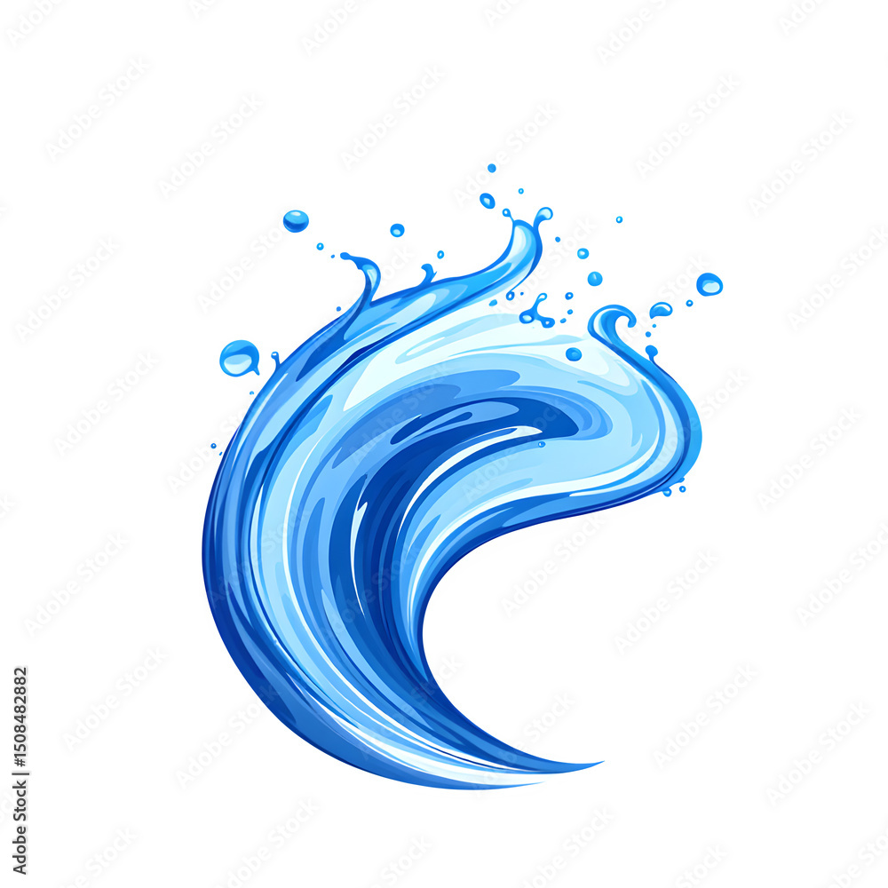 Poster a vibrant blue water splash with droplets on a black background creating a dynamic and refreshing fe