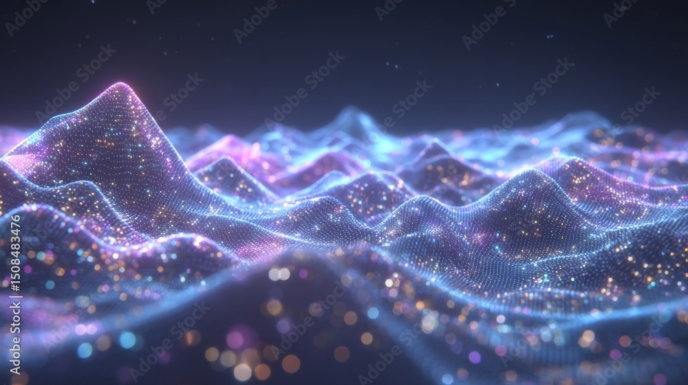 Poster in a digital data background, an abstract representation of high-speed technology is shown in a pano
