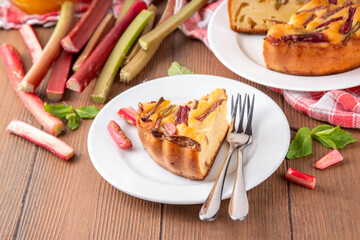 Summer homemade baking, tasty rhubarb pie