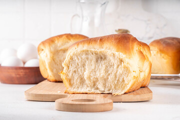 Japanese bread Shokupan, Hokkaido milk bread, or simply milk fluffy buns