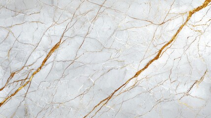 White Marble Texture with Shimmering Gold Veins and Polish Finish