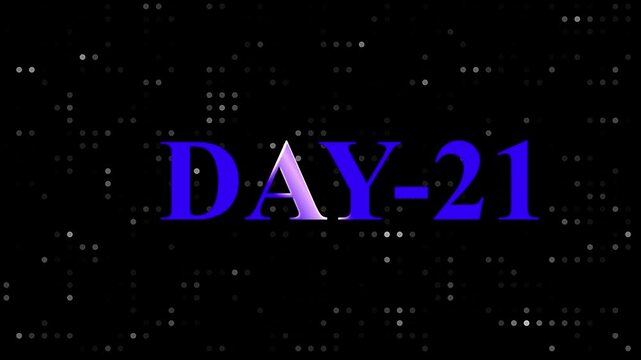 Day 21 countdown graphic with dot matrix background for time sensitive communication