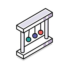 A visually appealing isometric outline icon of pendulum swing