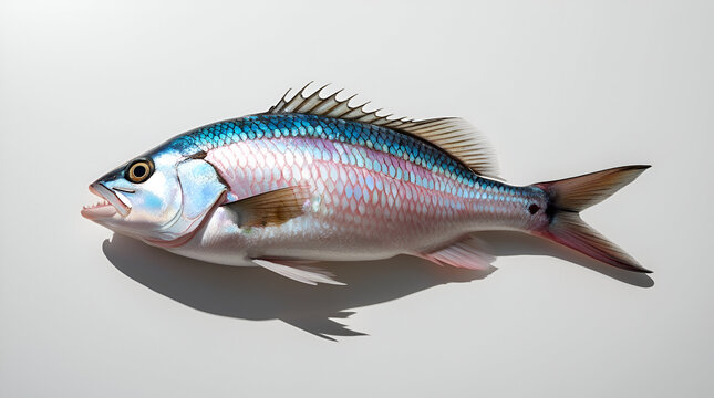 Pagrus pagrus, also known as Pauro or Pagro, fresh Mediterranean fish isolated on a clean white background