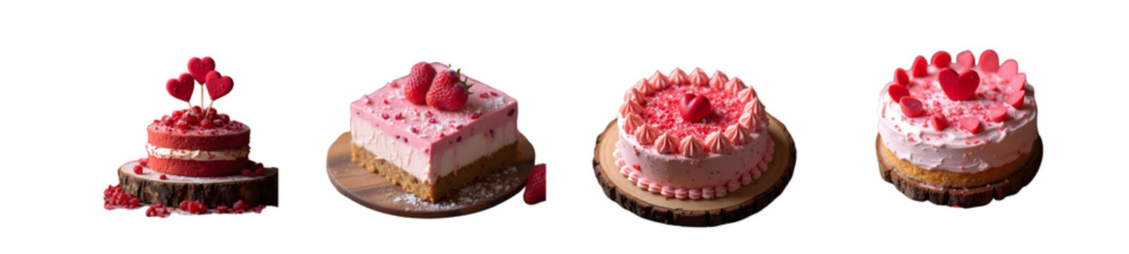 Cake pesty with hearts on transparent background