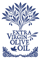 Olive tree with stylized leaves and small fruits. Suitable for branding, product packaging, labels and Mediterranean-themed designs.