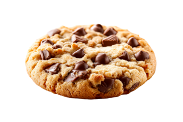 Delicious chocolate chip cookie with a golden crust and melted chips