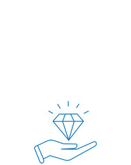 Hand holding a diamond vector line art silhouette design