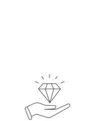 Hand holding a diamond vector line art silhouette design