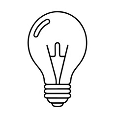Lightbulb Icon on Plain White Background for Creative Projects, Design Initiatives, Education Materials, and Marketing Websites