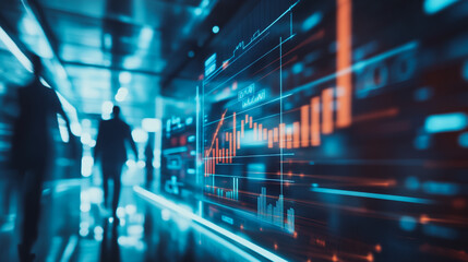 business team stands on the peak of success amid tall, innovative Smart city and graphs with statistics to analyze business potential and predict future developments in company growth., innovative Sma