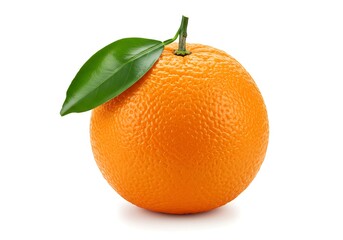 Fresh orange with leaf isolated on white background